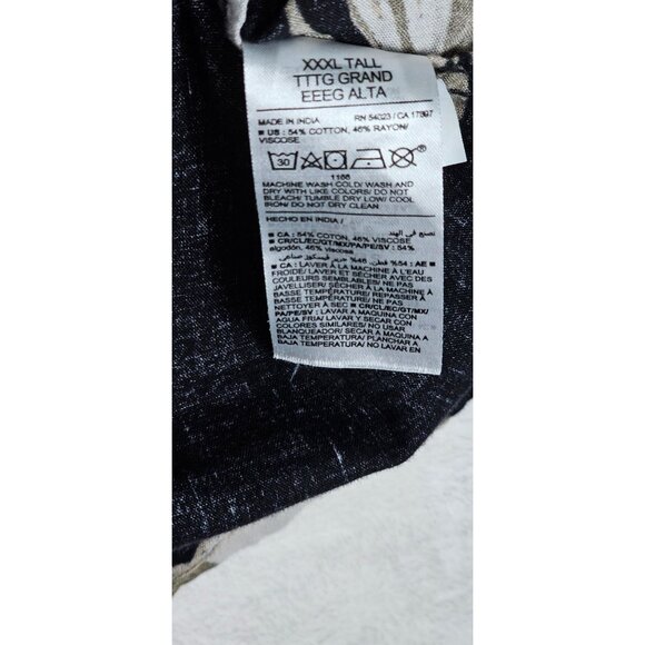 Old Navy Men's XXXL Tall Black Floral Button-Up Short Sleeve Shirt, - Picture 6 of 8